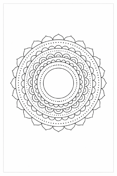 Schwarz-weiße Mandala mit konzentrischen Ringen