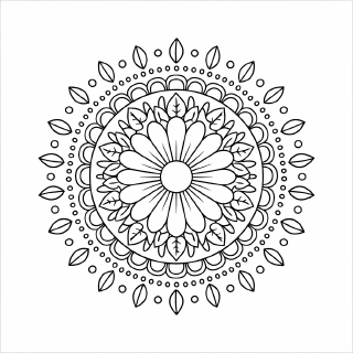 Schwarz-weiße Mandala-Zeichnung
