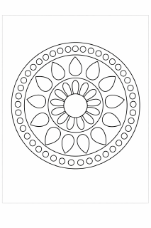 Symmetrische Mandala-Illustration in Schwarz-Weiß