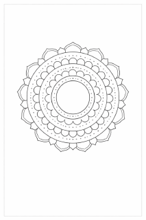 Symmetrische Mandala-Zeichnung in Schwarz-Weiß