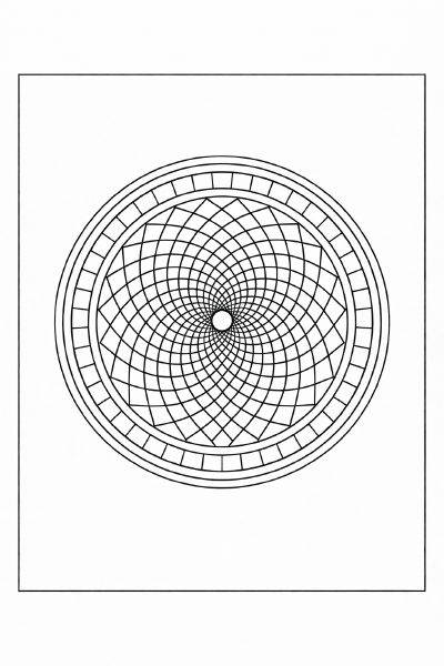Symmetrisches Mandala in Schwarz und Weiß