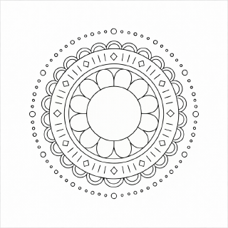 Symmetrisches Mandala in Schwarz-Weiß (5)