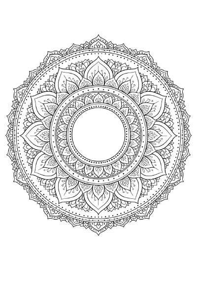 Symmetrisches schwarzes und weißes Mandala (1)