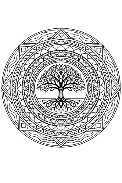 Baum des Lebens im Mandala-Stil