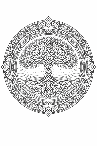 Keltischer Baum des Lebens in Mandala