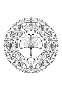Symmetrische Mandala mit Ginkgo-Blatt