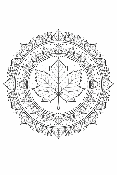 Symmetrisches Mandala mit Ahornblatt (1)