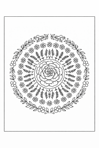 Blumenmandala in Schwarz-Weiß