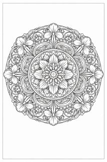 Blumige Art Nouveau Mandala Zeichnung