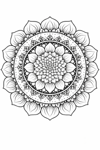 Intrikates florales Mandala in Schwarz-Weiß