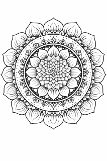 Intrikates florales Mandala in Schwarz-Weiß