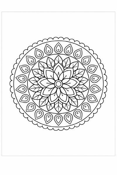 Schwarze Mandala mit Blumenmuster