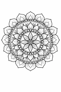 Schwarze Mandala-Blume auf weißem Hintergrund