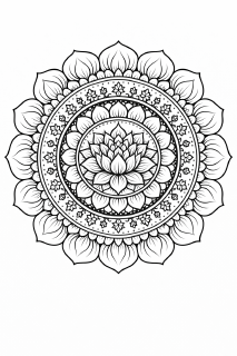 Schwarzes Mandala mit Lotusblume