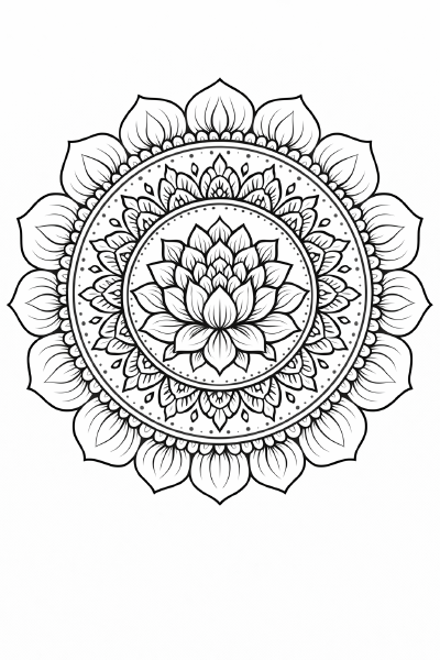 Symmetrisches Mandala mit Lotusblume (1)