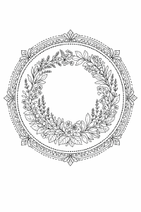 Blumenkranz Kräutermandala in Schwarz-Weiß