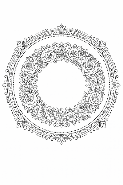 Blumenkranz Symmetrische florale Mandala mit Rosen