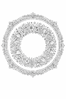 Blumenkranz Symmetrisches florales Mandala mit Ranken