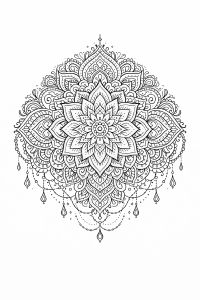Boho Mandala im Henna-Stil in Schwarz-Weiß