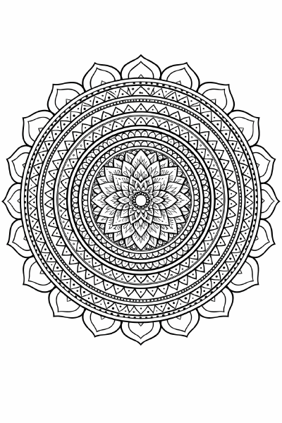 Detailreiche Chakra-Mandala mit Lotusblüten