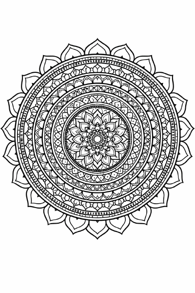 Schwarze Mandala mit Lotusmotiven