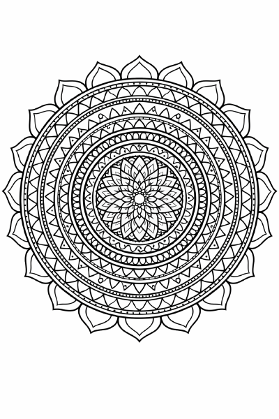 Symmetrische Mandala mit Lotusblüten
