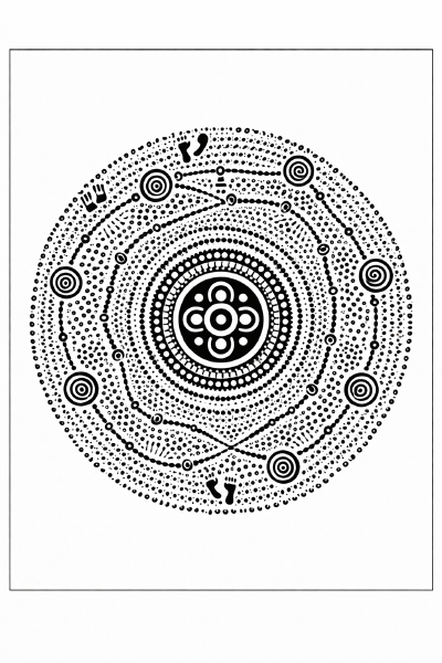 Ethno Aboriginal Mandala mit Zeremonienkreis
