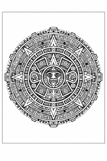 Ethno Azteken-Maya Mandala in Schwarzweiß