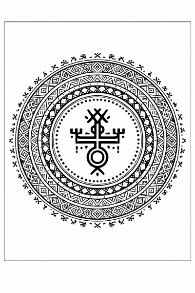 Ethno Berber Mandala mit Hand der Fatima
