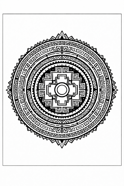 Ethno Inka Mandala mit Chakana-Symbol