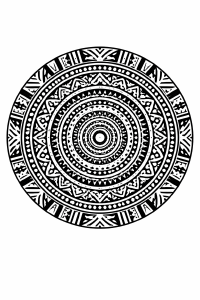 Ethno Intricate schwarze Tribal-Mandala-Kunst