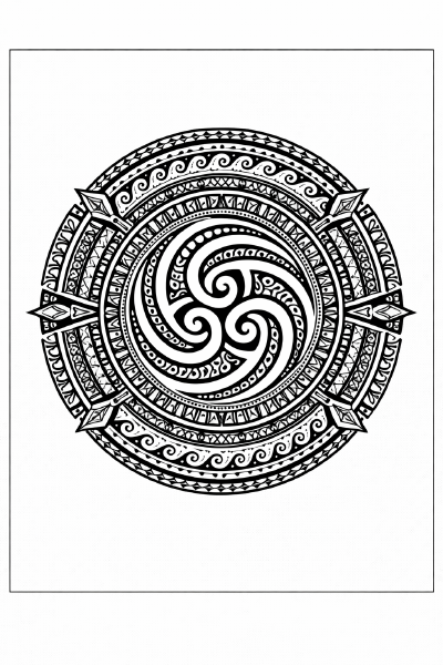 Ethno Maori polynesische Mandala mit Koru