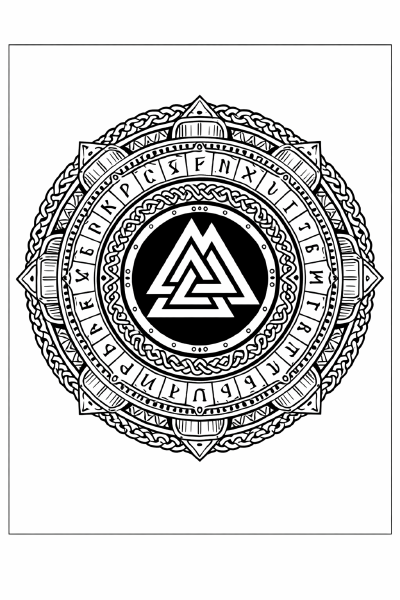 Ethno Nordisches Mandala mit Valknut