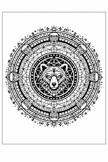 Ethno Schamanische Bär-Mandala mit Symbolen