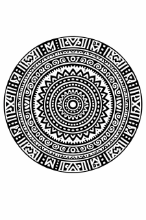Ethno Schwarze Tribal-Mandala auf weißem Hintergrund