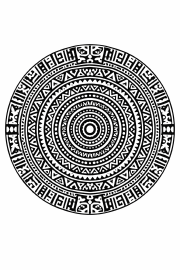 Ethno Schwarzes tribal-mandala auf weißem Hintergrund
