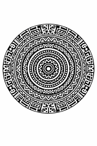 Ethno Symmetrisches tribal-mandala auf weißem Hintergrund