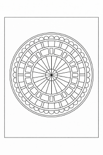 Geometrische Mandala in Schwarz-Weiß