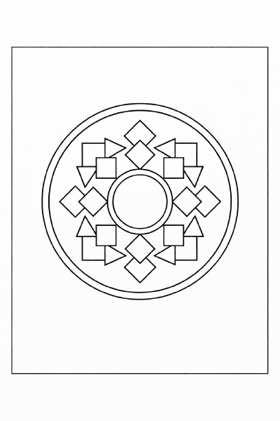 Geometrische Mandala mit symmetrischen Formen