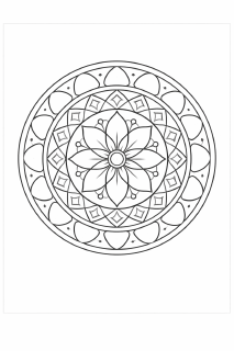 Geometrisches Mandala in Schwarz-Weiß (2)