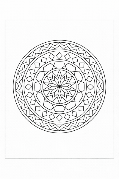 Geometrisches Mandala in Schwarz-Weiß (4)