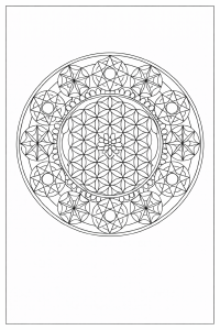 Geometrisches Mandala in Schwarz-Weiß