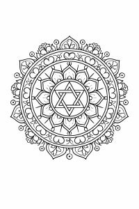 Herzchakra Mandala in schwarz-weiß