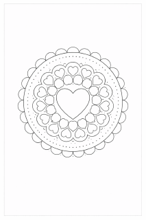 Herzmandala im klaren Linienstil