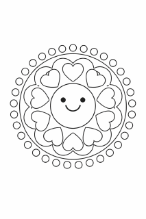 Lächelndes Mandala mit Herzen