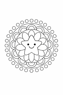 Kinderfreundliches Mandala mit Smiley-Stern