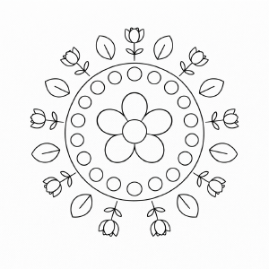 Kindermandala Frühlingsmandala in Schwarz-Weiß