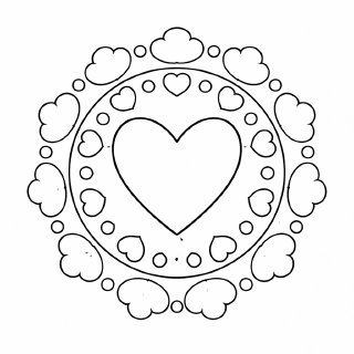 Kindermandala Herzmandala mit Wolkenrahmen