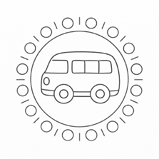 Kindermandala Kreisförmige Mandala mit Bus