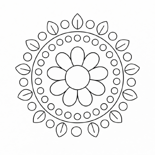 Kindermandala Mandala mit Blumenmotiv in Schwarz und Weiß